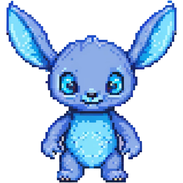 cute blue alien Stitch from Lilo & Stitch, big ears, smiling, simple background emoji