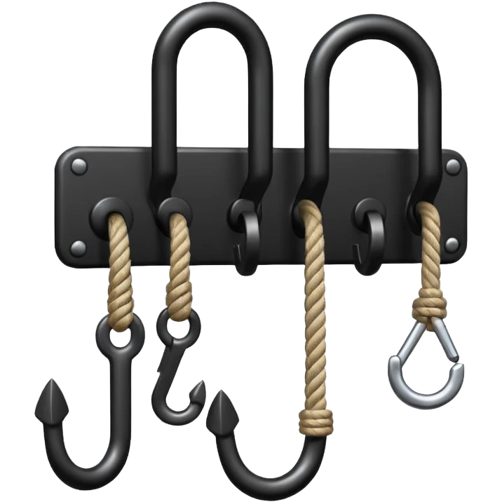 iron hook, 4 hooks in one, black, with rope emoji