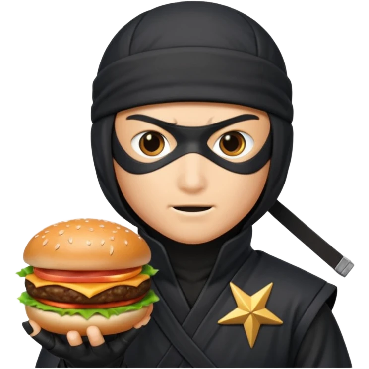 ninja with hambuger and suriken emoji