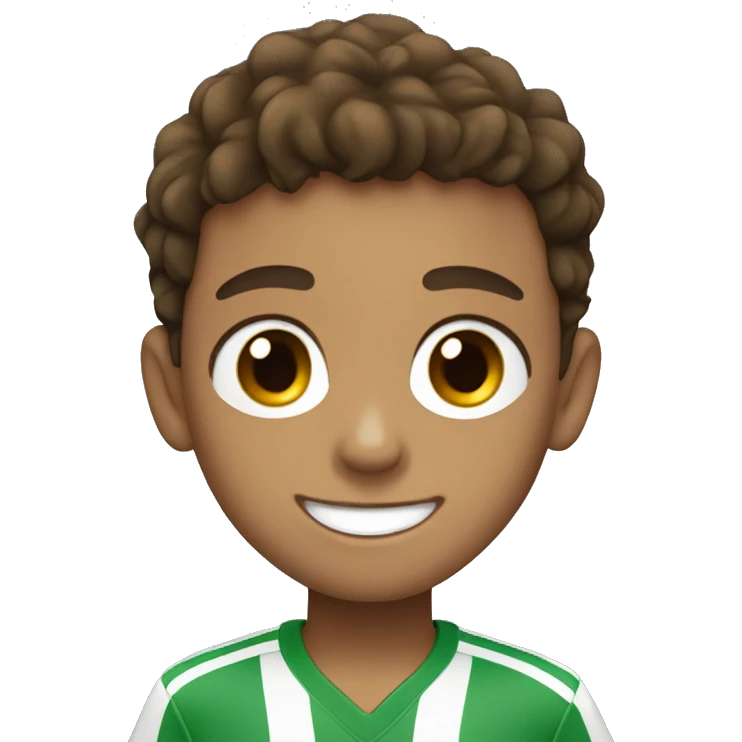 boy with light green eyes and brown hair that look like Neymar jr smiling emoji