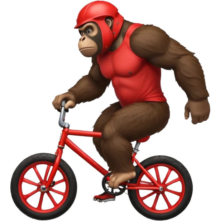 Gorilla wheeling a red BMX bike emoji
