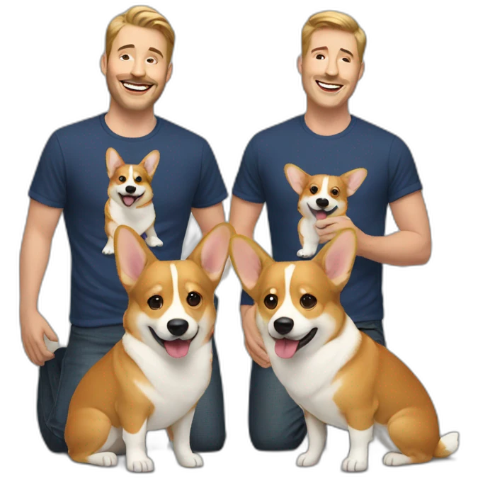 Gay-couple-whith-a-corgi emoji