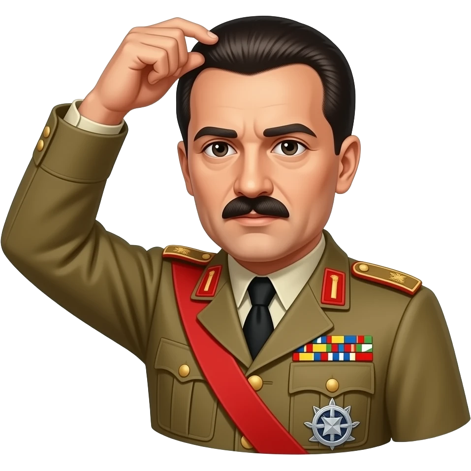 Make bald Mussolini checking his hair emoji