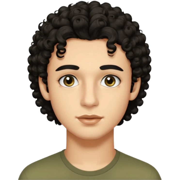 20 year old boy with black curly/wavy hair black eyes medium sized lips black eyebrows well shaped , naturally long eyelashes, square jaw and olive toned italian skin  emoji