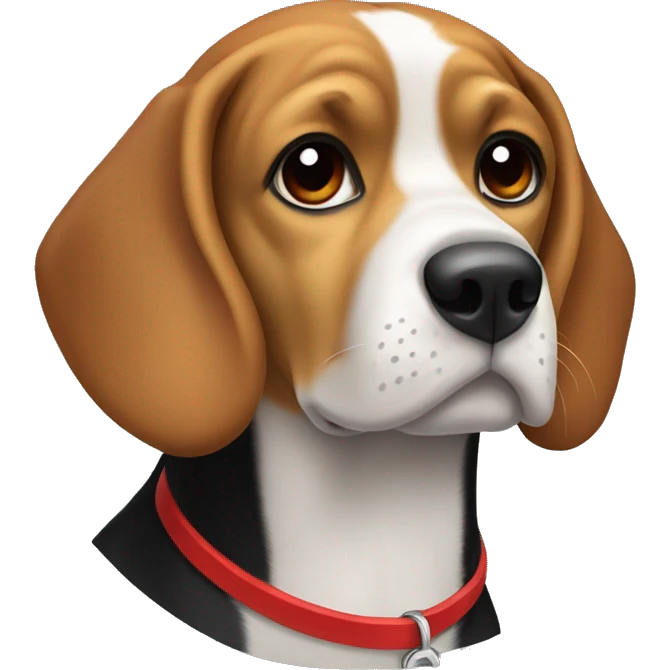 Black and tan beagle with a red collar  emoji