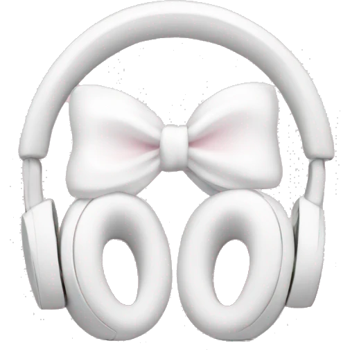 White headphones with pastel pink bows emoji