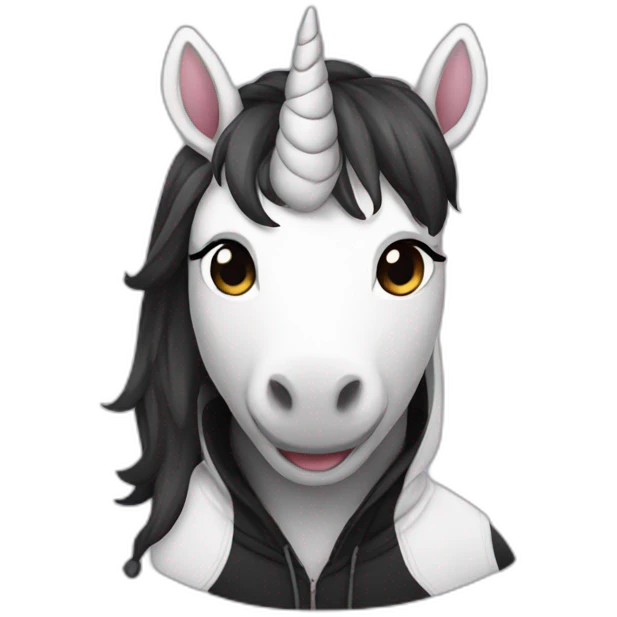 licorn in a black hoodie emoji