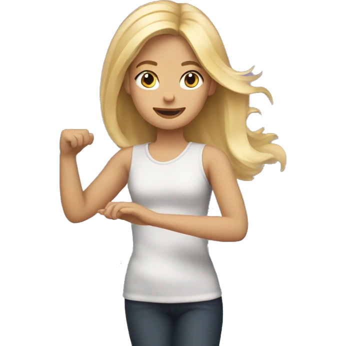 blond girl twirling hair in hands emoji