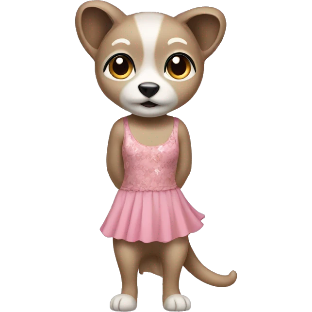 a chuwawa wearing a dress emoji