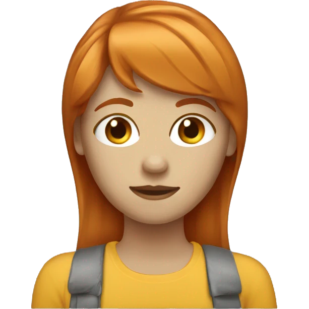Ginger hair female emoji with bangs emoji