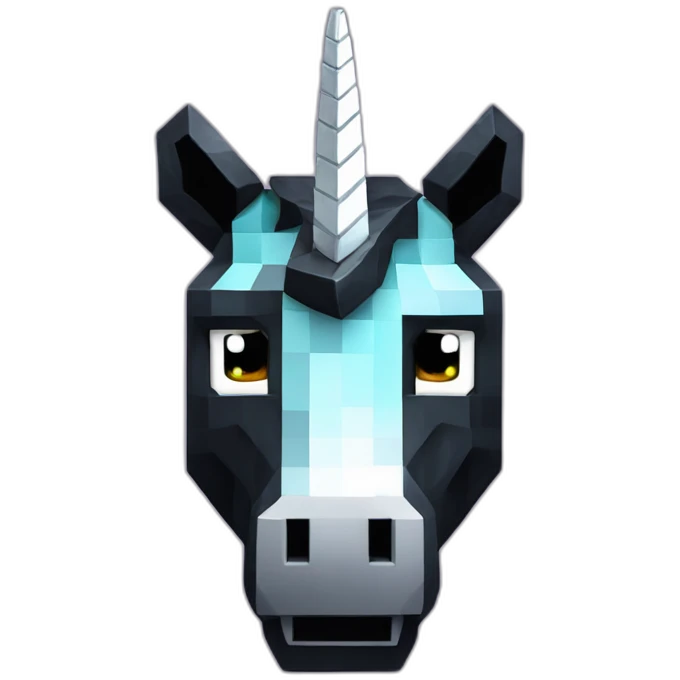 Minecraft Glitter Black Unicorn Head With Diamond Horn emoji