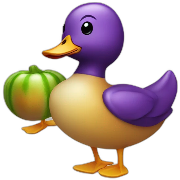 duck with a eggplant emoji