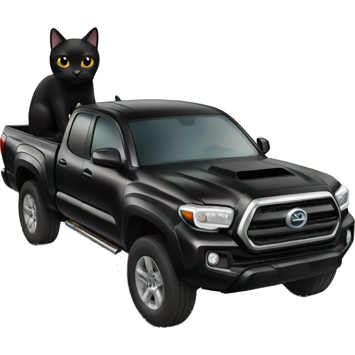 Black cat driving a Tacoma truck  emoji