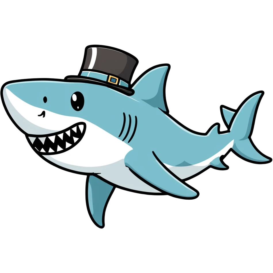 Shark with a top hat emoji