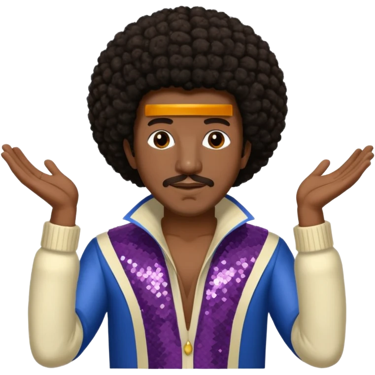 Walter Williams from The O'Jays with dark brown afro hair, cream sequin outfit emoji