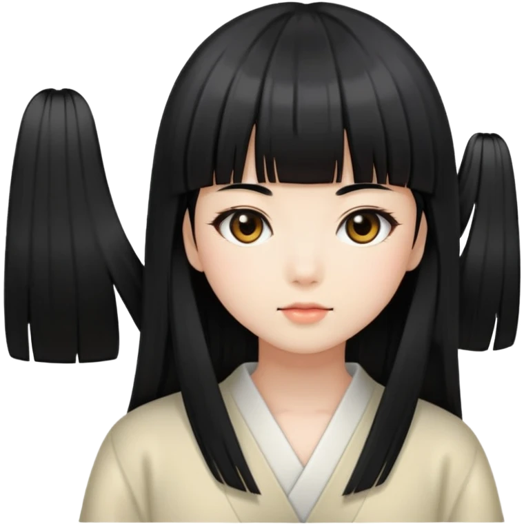 Japanese girl with straight bangs and long straight black hair emoji