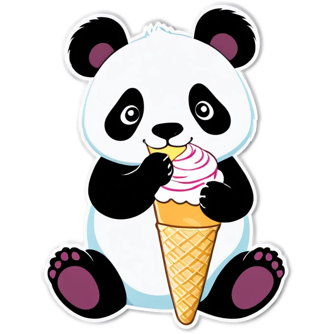 Panda eating ice cream emoji