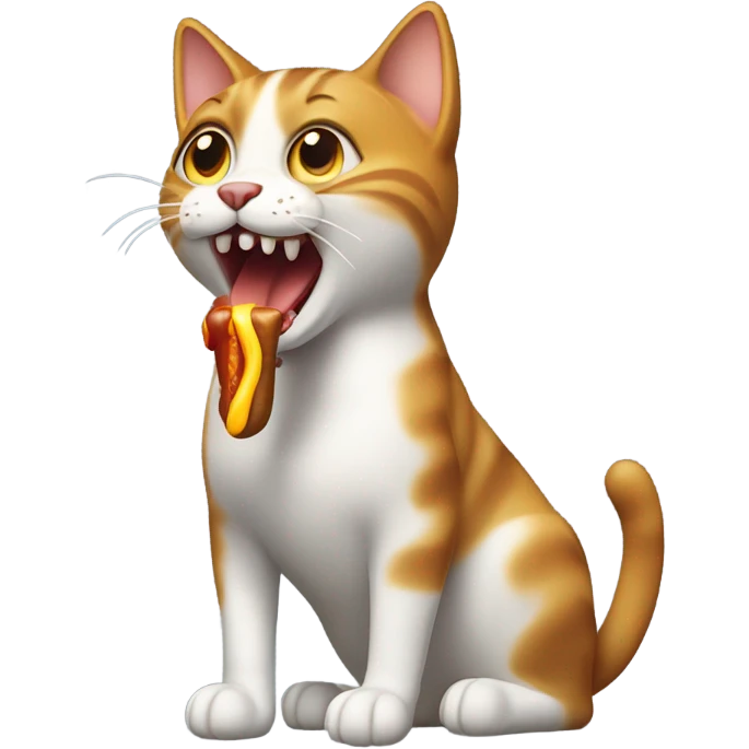 Cat eating a hotdog  emoji