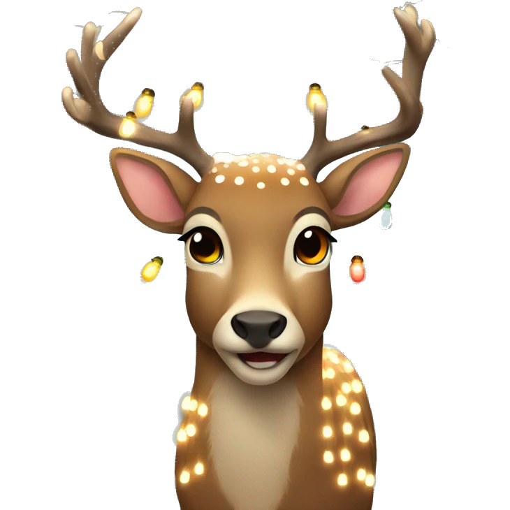 Deer with Christmas lights emoji