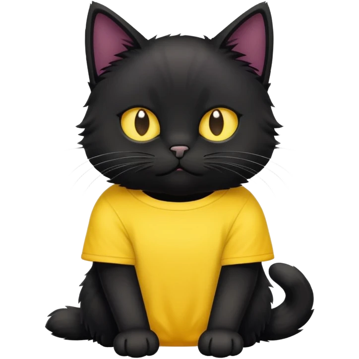 Black cat in yellow t-shirt  emoji