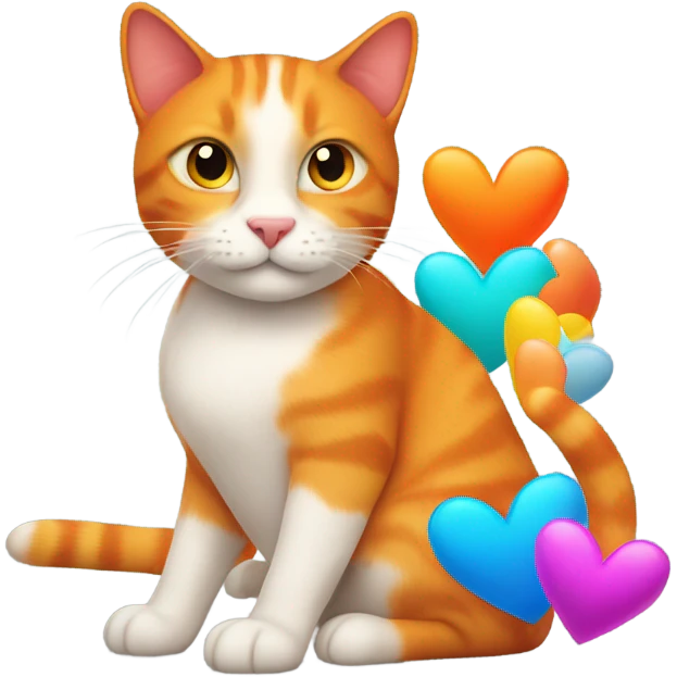 Orange cat with hearts above him emoji