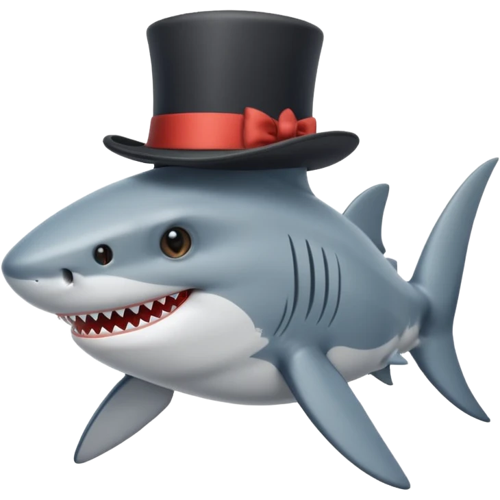 Shark with a top hat emoji