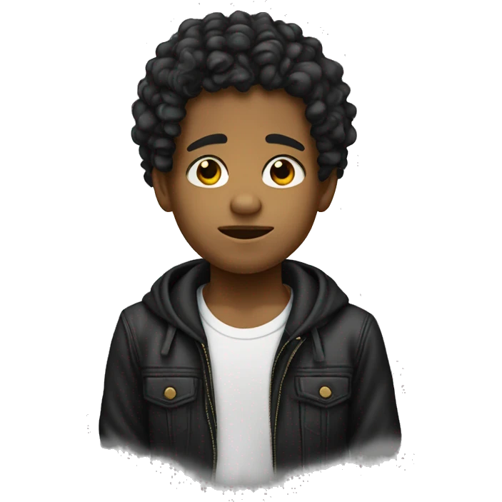 crying mixed boy with black curly temp fade emoji