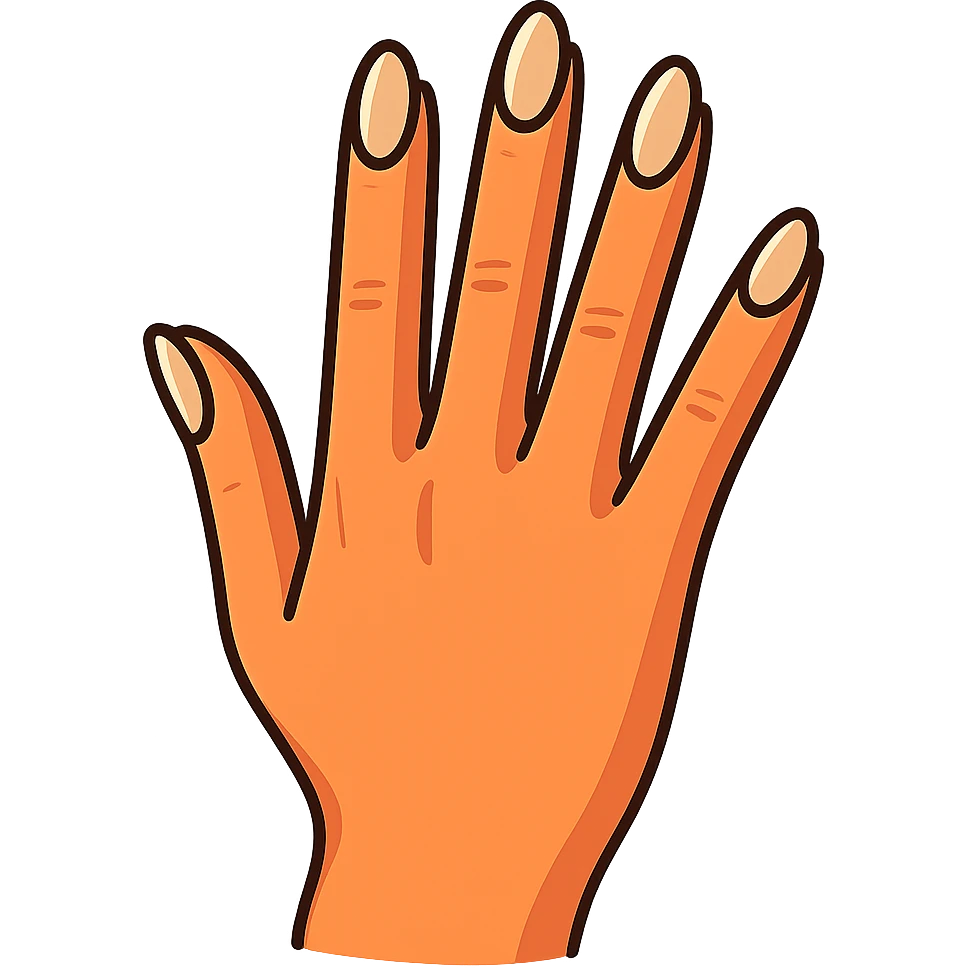 beautiful realistic female hand with five fingers and beige manicure, vibrant toon style emoji