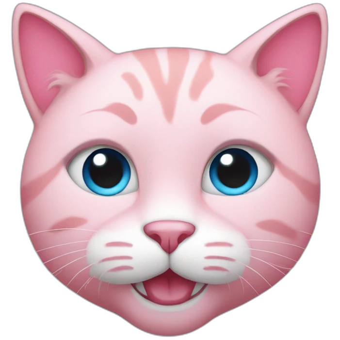 Pink cat with blue eyes and smile emoji