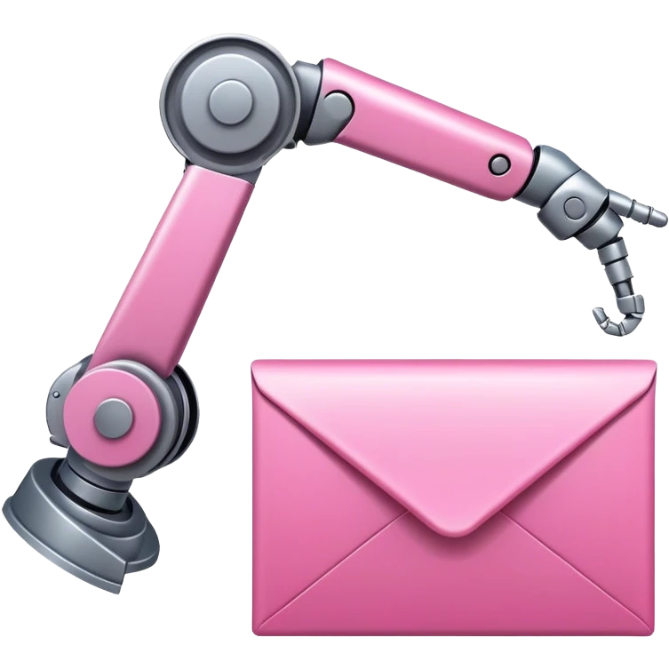 intense pink robotic arm holding email envelope emoji
