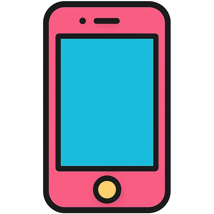 iPhone color outline icon style, black outlines, soft color fills emoji