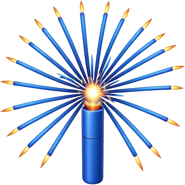 deep blue coloured firework shooting through the sky ready to explode emoji