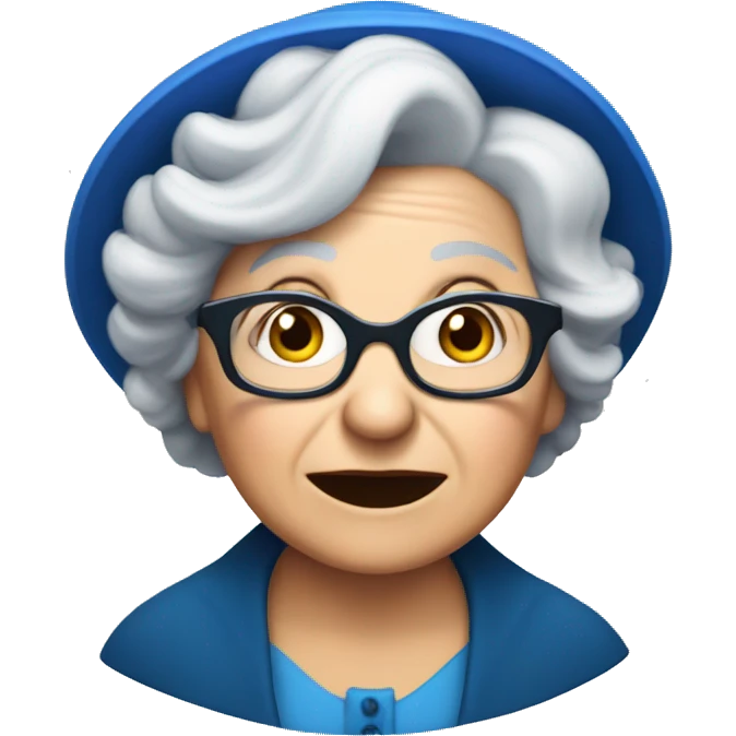 smart granny witch with glasses and blue hat directing orchestra emoji