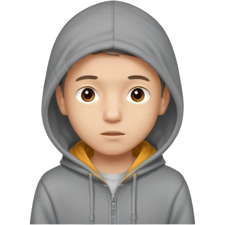 Skinny boy wearing grey hoddi emoji