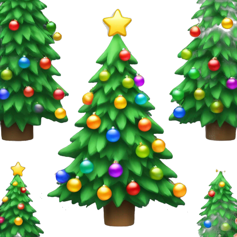 Green Christmas tree with colorful bulbs  emoji