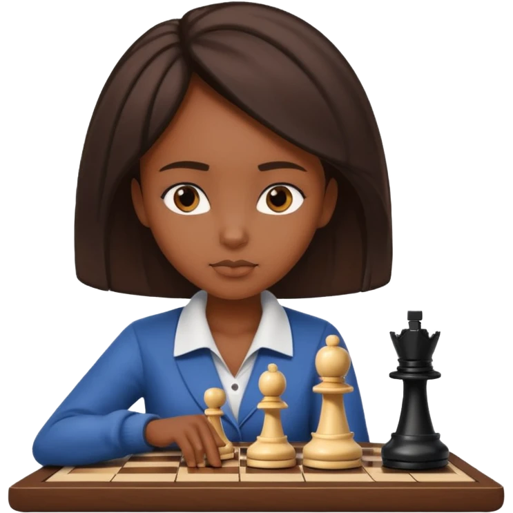 black girl playing chess emoji