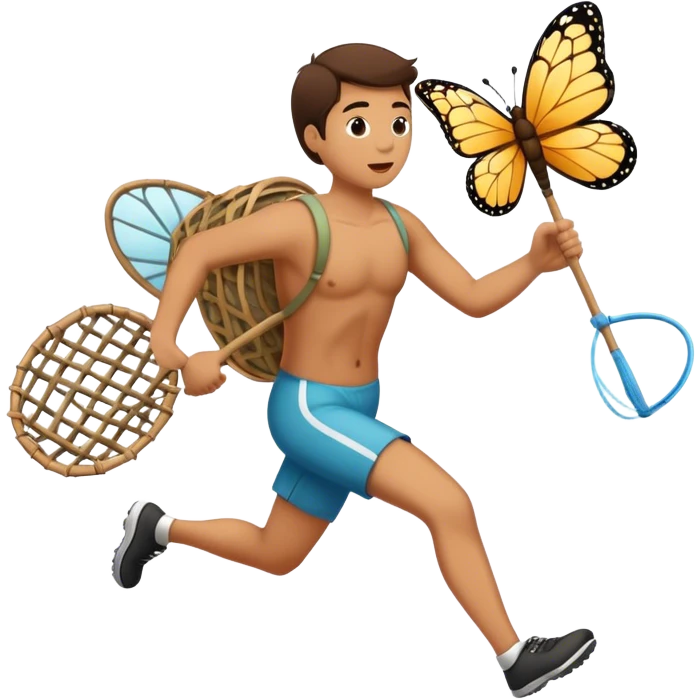 Running with a butterfly net emoji