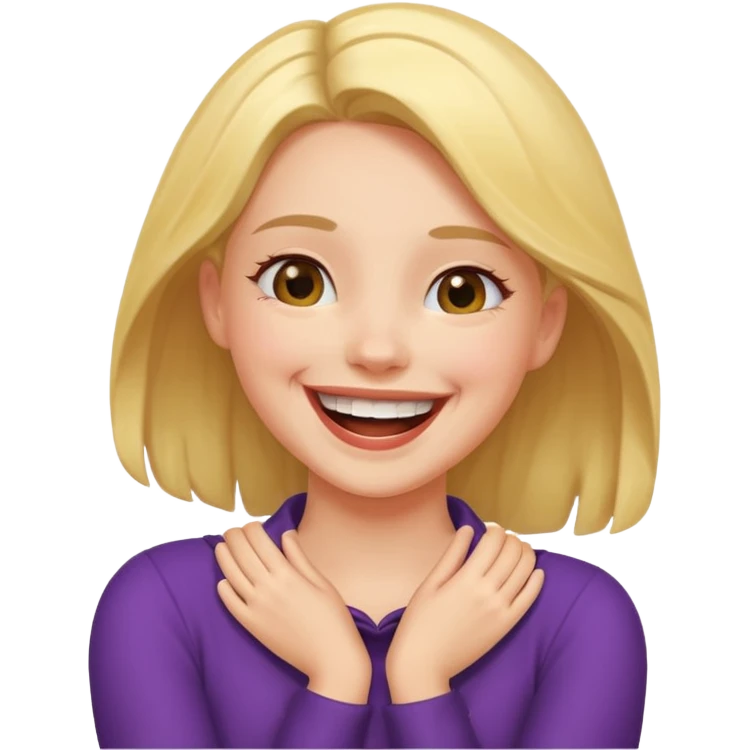Girl arms around her neck laughing  emoji
