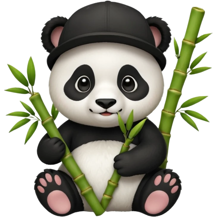 panda wearing cap with bamboo emoji