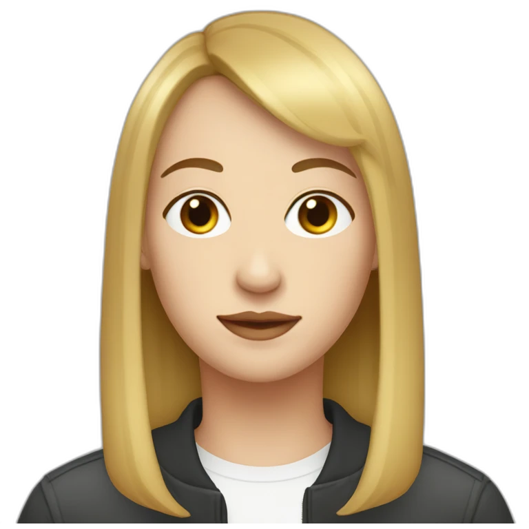 face of nonbinary white person with dark blonde bob, mid part and straight bangs emoji