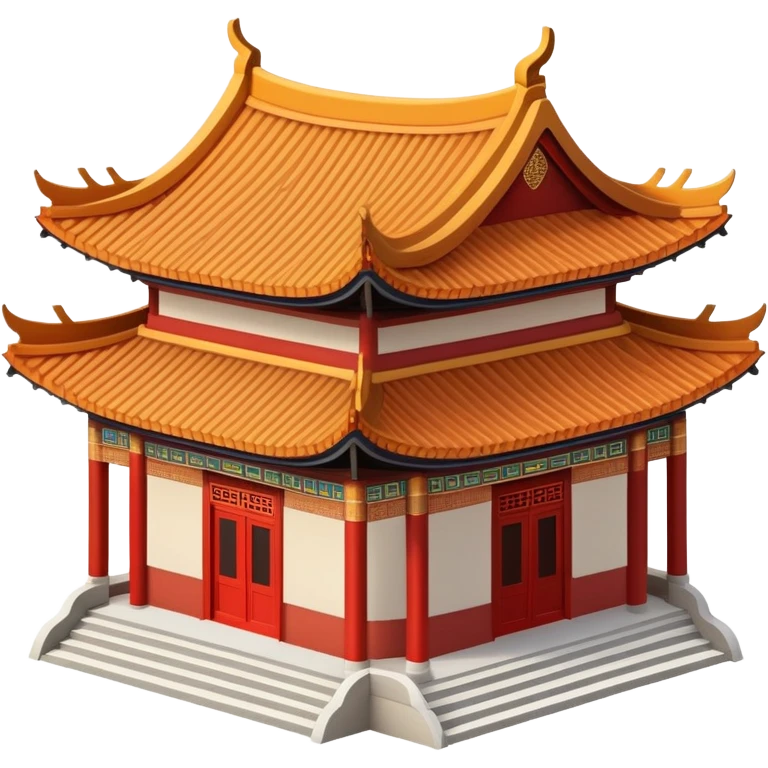 Chinese temple building with curved eaves, decorative roof tiles, traditional style emoji