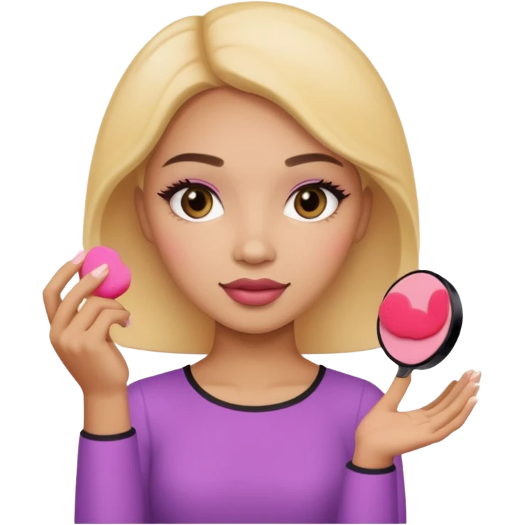 Light skin female holding makeup blush sponge in left hand  emoji