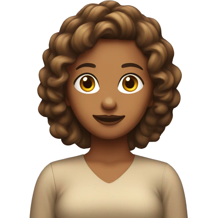Chica de pelo ondulado marrón con piel clara emoji
