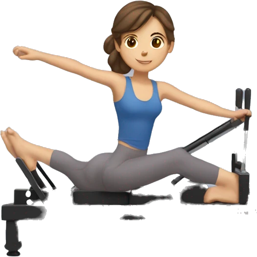 Girl with brown hair doing Pilates on reformer emoji