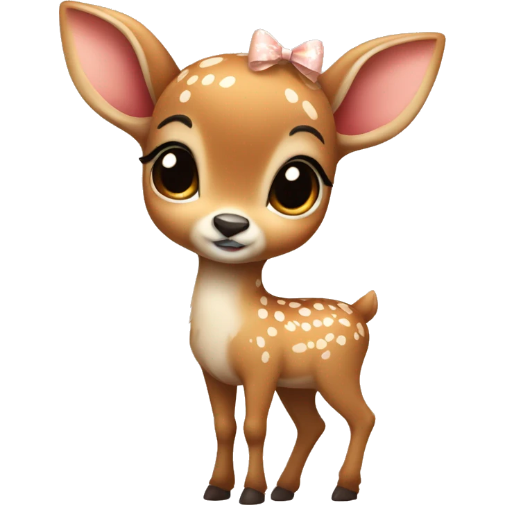 Cute fawn with bow,innocent,coquette emoji