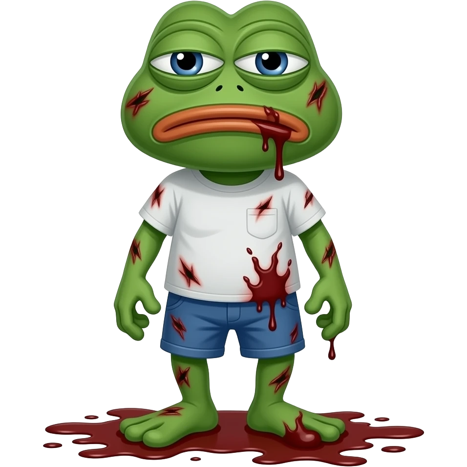 pepe the frog meme beat up bloody violent bruised scars bleeding hurt injured emoji