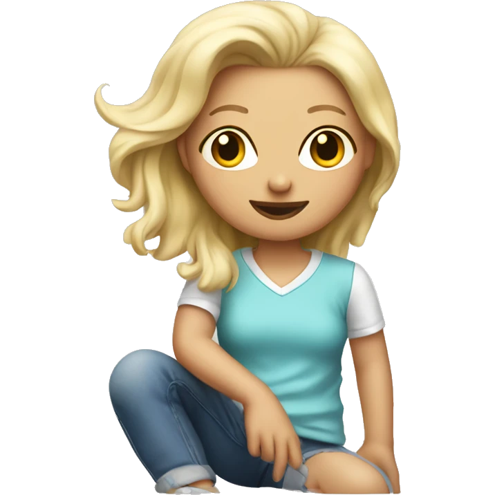 Blonde girl with a skibidi toilet shirt emoji