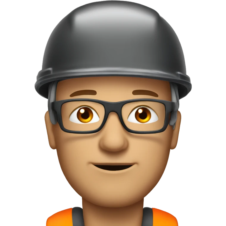 Caucasian man with safety orange helmet, glases and earplugs emoji