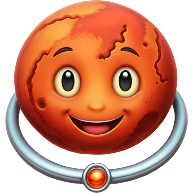 happy red planet with a ring emoji