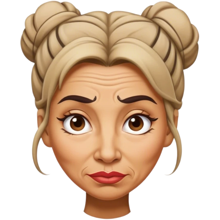 fat women with wrinkles big eyebrows big lips tan messy bun emoji